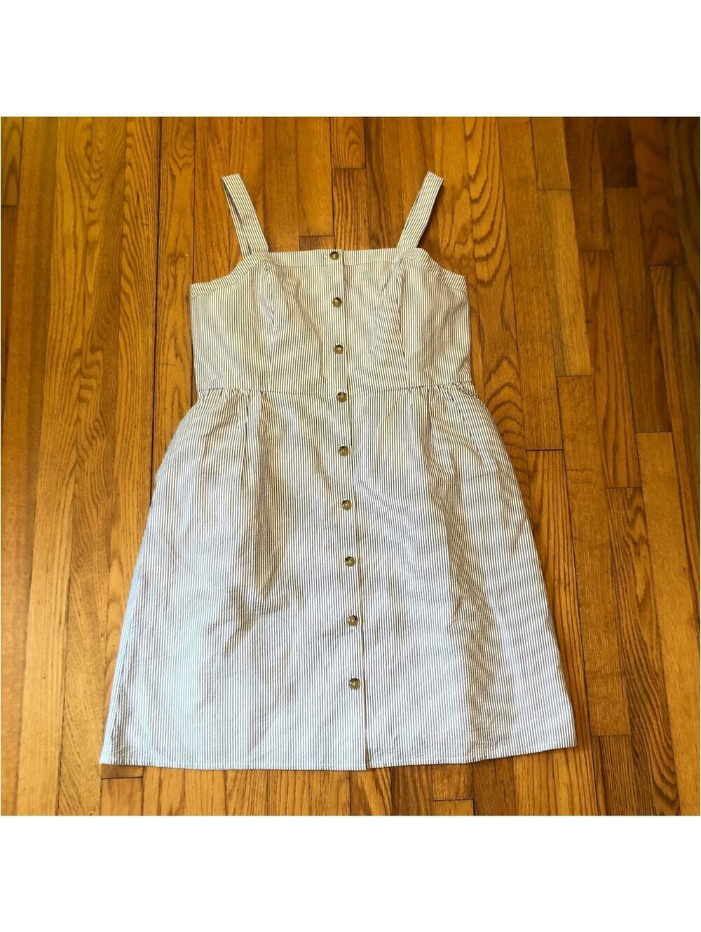 J.Crew Factory NWT Seersucker Button Front Sleeveless Dress Sundress - Size 14